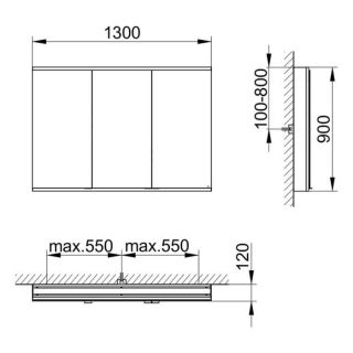 Зеркальный шкаф Keuco Royal Modular 800301131000000 130 см